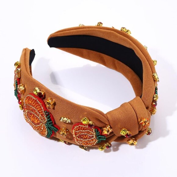 Thanksgiving Fall Headband Beaded Turkey Maple Leaf Pearls for Women main image 2